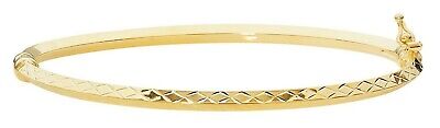 Ladies Yellow Gold Bangle Diamond Cut British Made Hallmarked Womens Bracelet