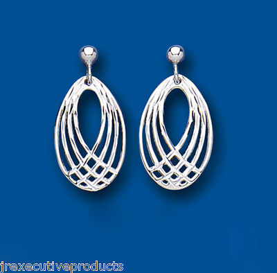 Silver Diamond Cut Earrings Drop Drops 925 hallmark