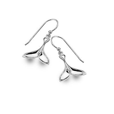 Whales Tail Drop Earrings Sterling Silver 925 Hallmarked Drops