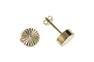Diamond Cut Stud Earrings 9 Carat Yellow Gold Studs 5mm British Made