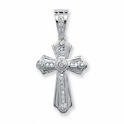 Sterling Silver Large Gemstone Cross Pendant 46 x 23mm Full Hallmark