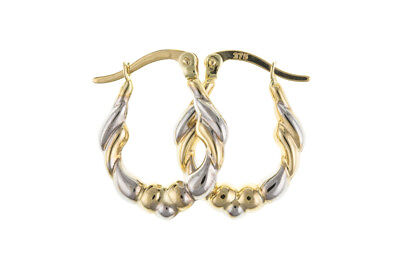 Hoop Earrings Gold Creole Hoops Two Colour Yellow and White Gold