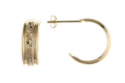 Hoop earrings Yellow Gold Wedding Band Ring Creole Hoops Hallmarked