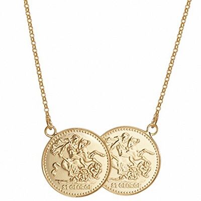 Half Sovereign Necklace Solid Yellow Gold Hallmarked Pendant Necklet 17 "