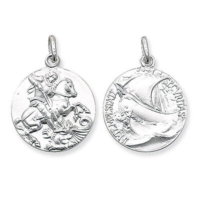 St Georges Pendant Necklace Solid Silver 21mm 925 Hallmark