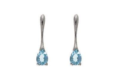 Blue Topaz Earrings Sterling Silver Drops Natural Stone 925 Hallmark British