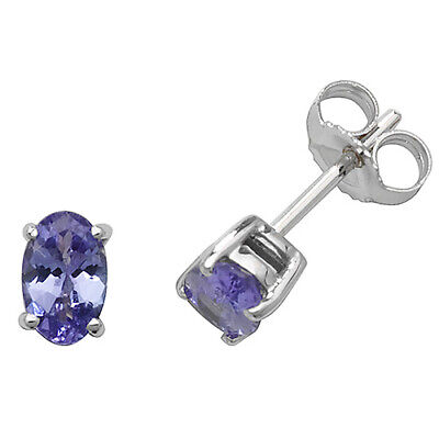 Tanzanite Pendant and Earrings Set Oval Solitaire 9ct White Gold Hallmarked