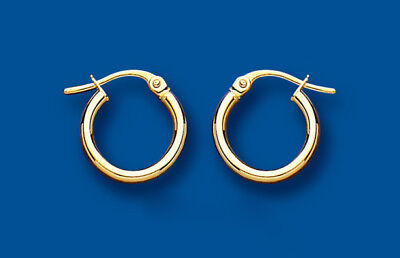 Hoop Earrings Creole Yellow Gold Plain 14mm Hallmarked