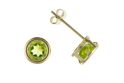 9ct Gold Peridot Stud Earrings Yellow Gold Solitaire Studs August Birthstone