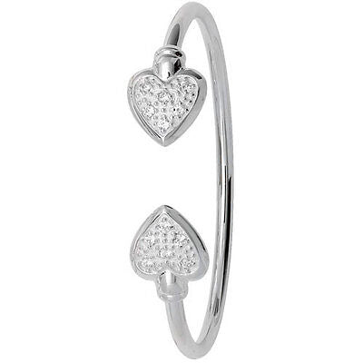 Solid Silver Heart Baby Bangle Torque Christening Gift