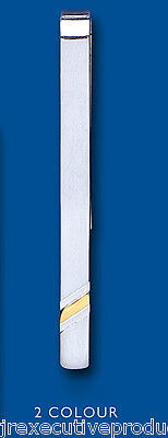 Tie Slide Solid Silver Yellow Gold Detail Men's Gents