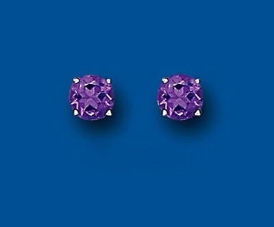 Sterling Silver Amethyst Earrings Stud Solitaire Studs Real Stone 925 Hallmark