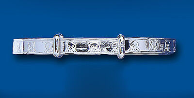 Solid Silver Baby Bangle Teddy Bear Design Fits 18 months to 3 years Christening