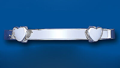 Solid Silver Child's Bangle Heart Design Adjustable 3 - 7 years