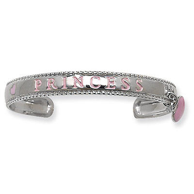Princess Silver Baby Bangle Solid Sterling Silver 925 Christening Gift
