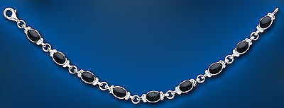 Real Black Onyx Ladies Bracelet Solid Sterling Silver hallmarked