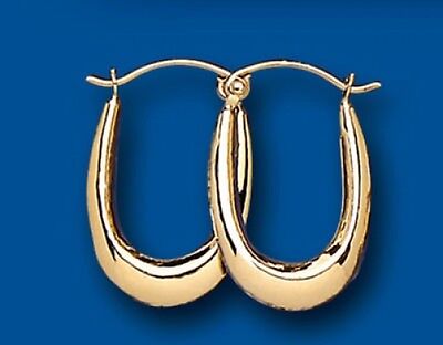Oval Hoop Earrings Yellow Gold Creole Hoops 19 x 13mm Hallmarked