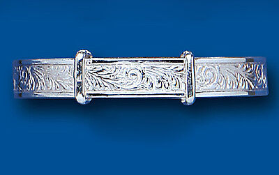 Baby Bangle Solid Sterling Silver Patterned Adjustable Baby Bracelet Christening