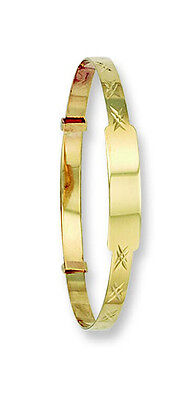 Yellow Gold Expandable Identity Baby Bangle - British Made - Hallmarked