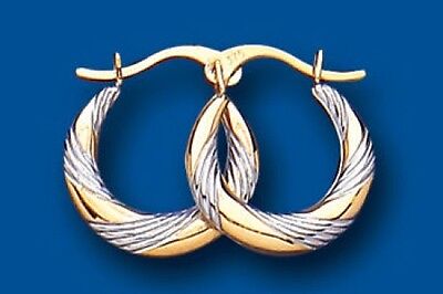 Hoop Earring Gold Creole Yellow and White Multi tone gold Hallmarked