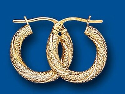 Hoop Earrings Yellow Gold Rope Twist Hallmarked 15mm