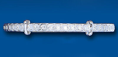 Child's Bangle Solid Silver 7 - 13 Years Link Pattern Expandable