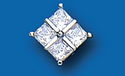 Men's Square Earring White Gold Stud 375 Hallmark