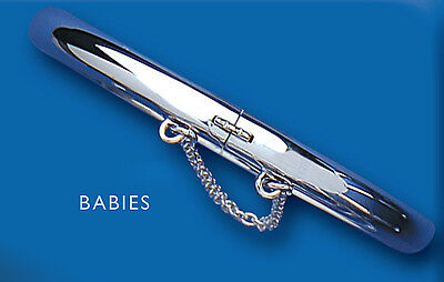 Silver Baby Bangle Christening Gift Plain Hinged Safety Chain Sterling Silver