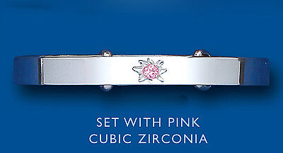 Baby Bangle Sterling Silver Pink Gem Set Christening Plain Baby Bracelet