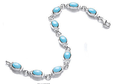 Real Turquoise Ladies Bracelet Solid Sterling Silver Hallmarked