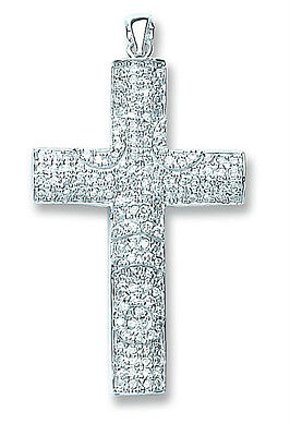 Sterling Silver Large Pave Set Cross Pendant
