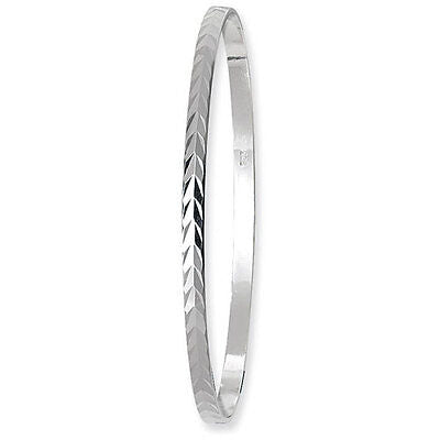 Slave Bangle Solid Silver Diamond Cut Ladies Sterling Silver