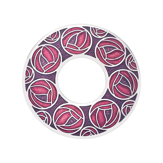 Mackintosh Roses Annulus Brooch Red Silver Plated Brand New Gift Packaging