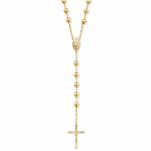 Rosary Beads Yellow Gold Necklace 24 " Hallmarked Catholic Religion 52 Grams
