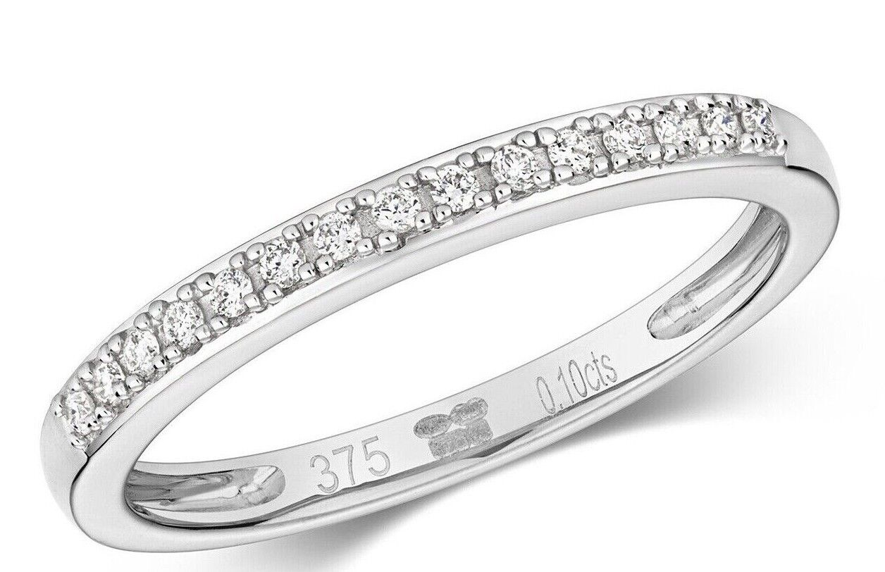 Real Diamond Eternity Ring Solid White Gold Claw Set Anniversary Band Size J - Q