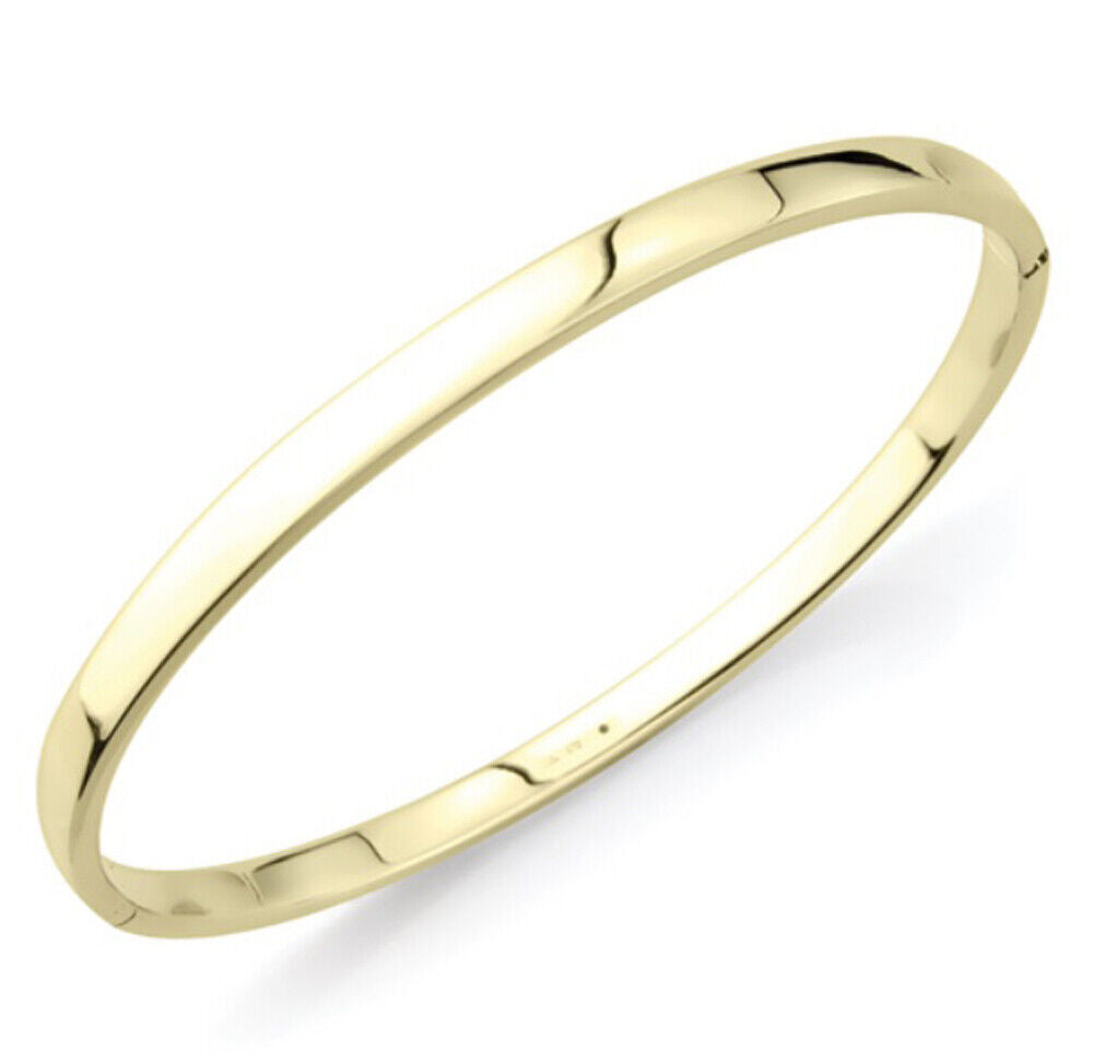 9ct Yellow Gold Hinged Bangle Simple Modern Hallmarked British Ladies Bracelet