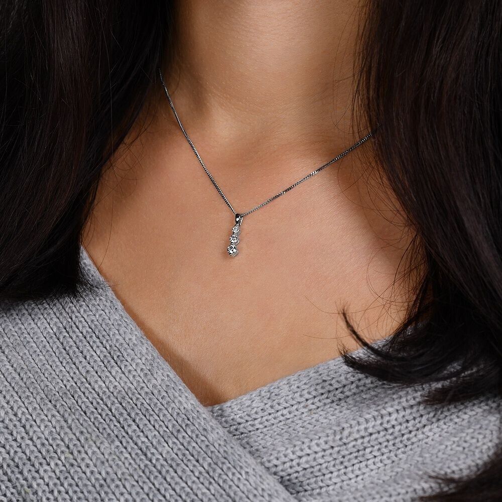 9ct White Gold 0.31ct Diamond Trilogy Pendant and 18" Chain