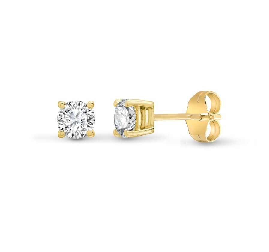 Lab Grown Diamond Earrings 18ct Yellow Gold 1 Carat Claw Set IGI Certificated