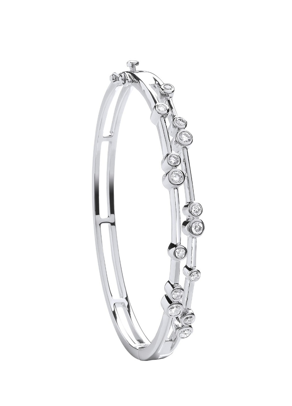 18ct White Gold 1.00ctw Diamond Ladies Bangle Made in London