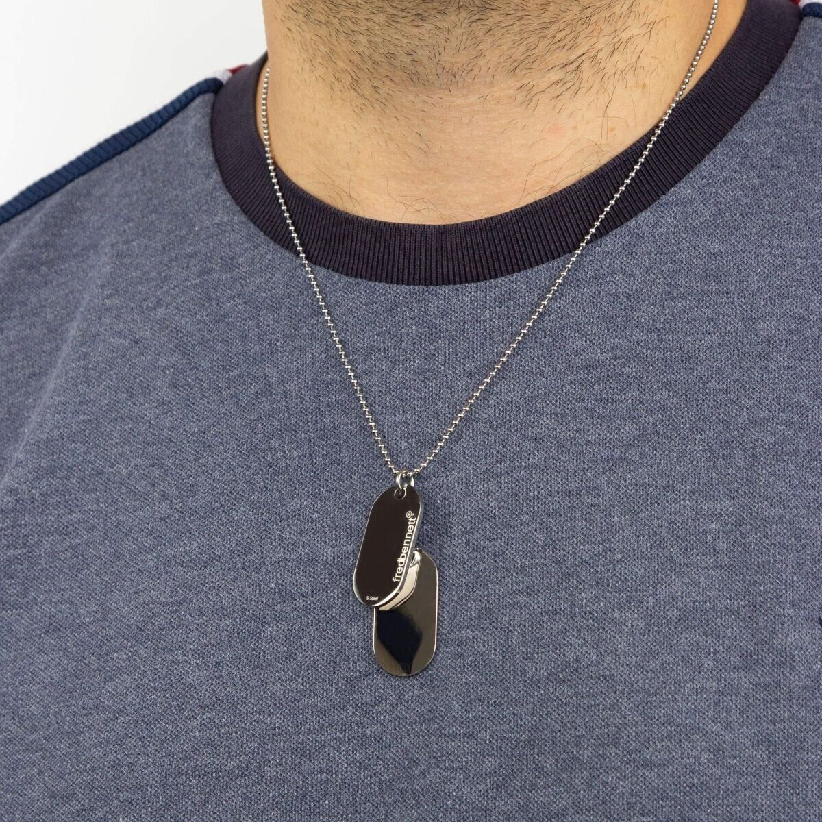 Fred Bennett Double Oval Dog Tag Necklace 56cm N2686 Free Engraving