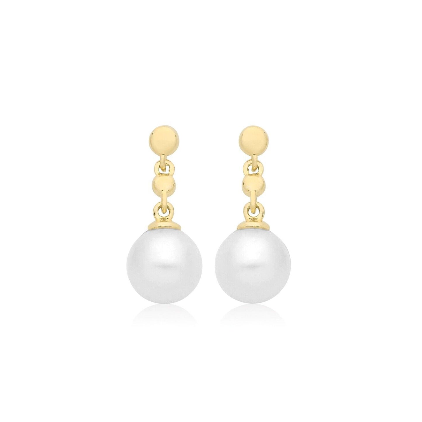 9ct Yellow Gold Freshwater Pearl Drop Earrings Hallmarked
