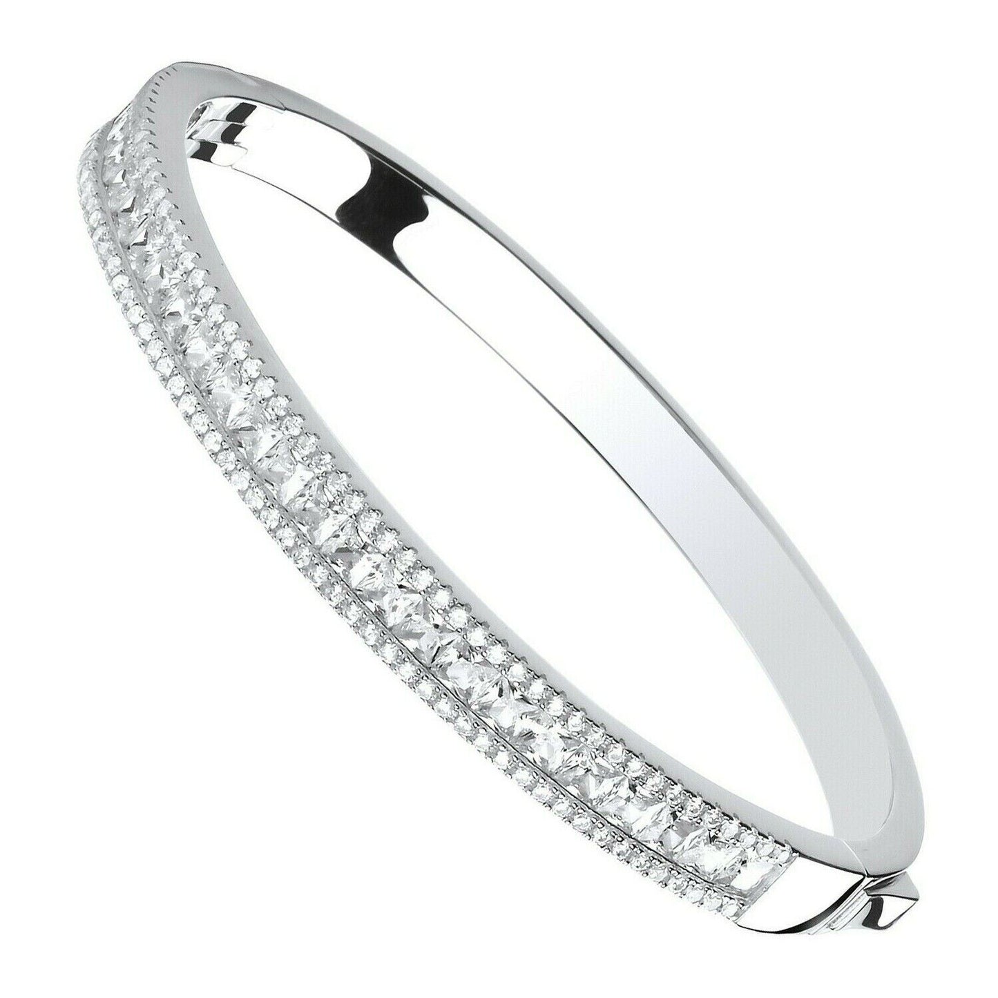 Solid Sterling Silver Bangle Hinged Hallmarked British Made Gift Boxed