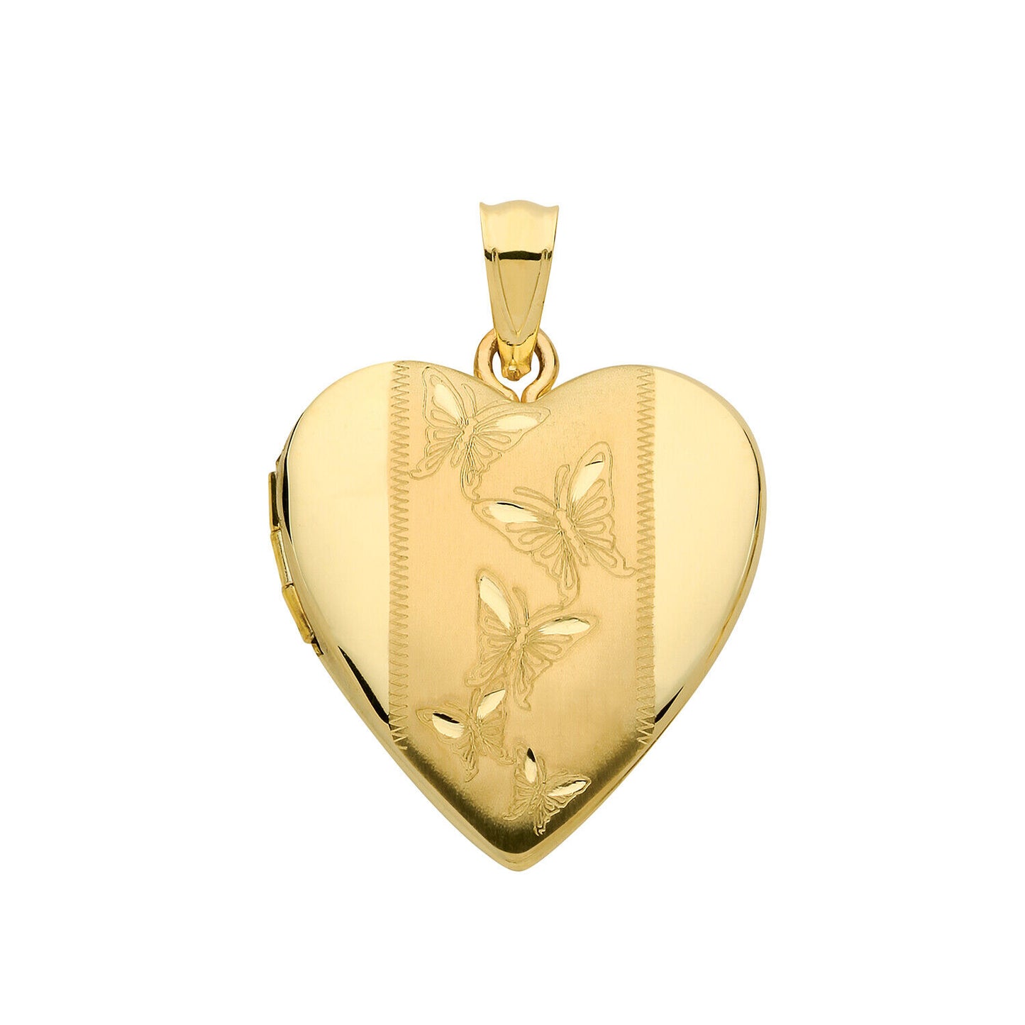 Gold Butterfly Heart Locket Solid 9 Carat Yellow Gold Hallmarked British Made