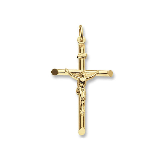 9ct Yellow Gold Crucifix Cross Pendant Large 46 x 28mm Christening Communion
