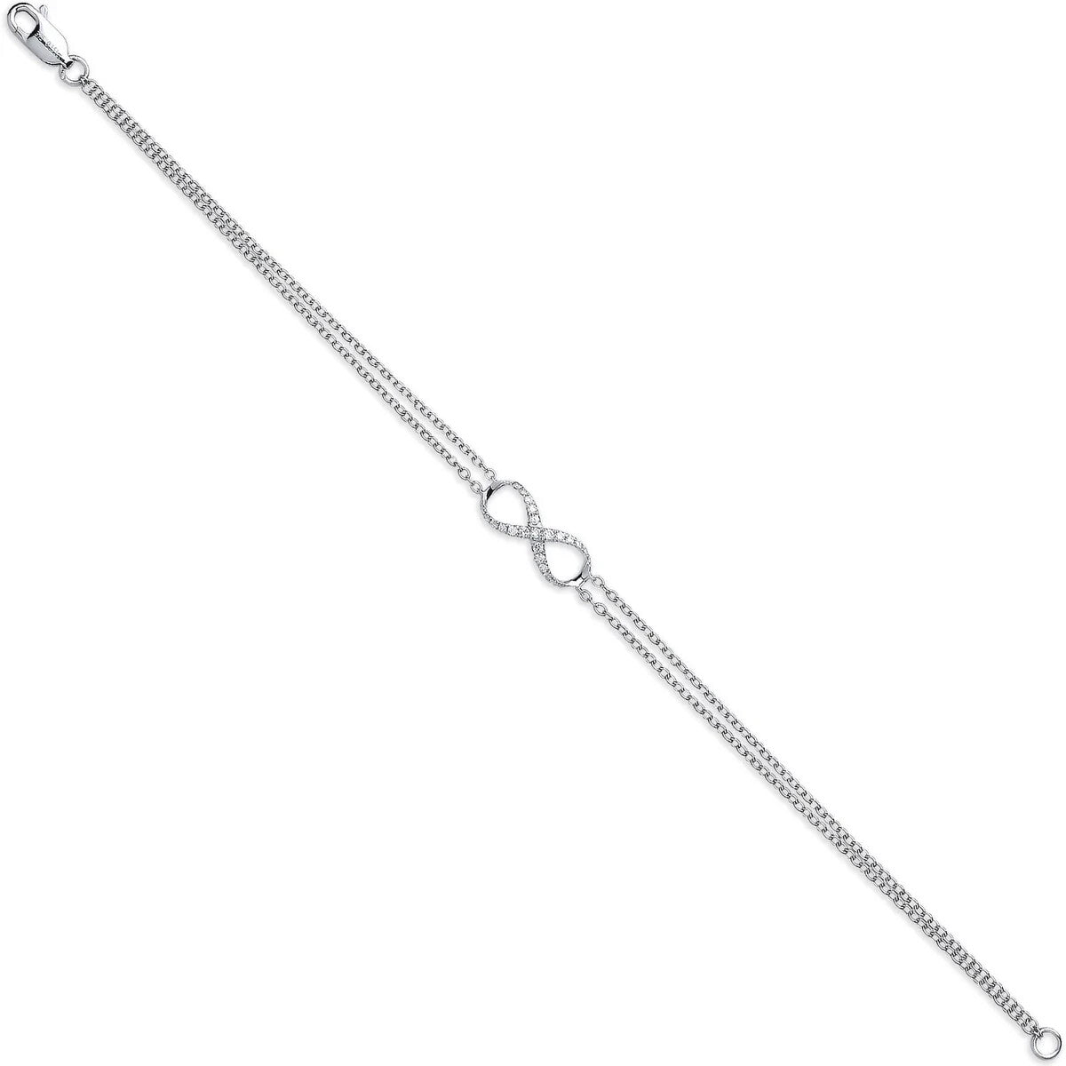 9ct White Gold 0.15ct Diamond Infinity Bracelet Made in London