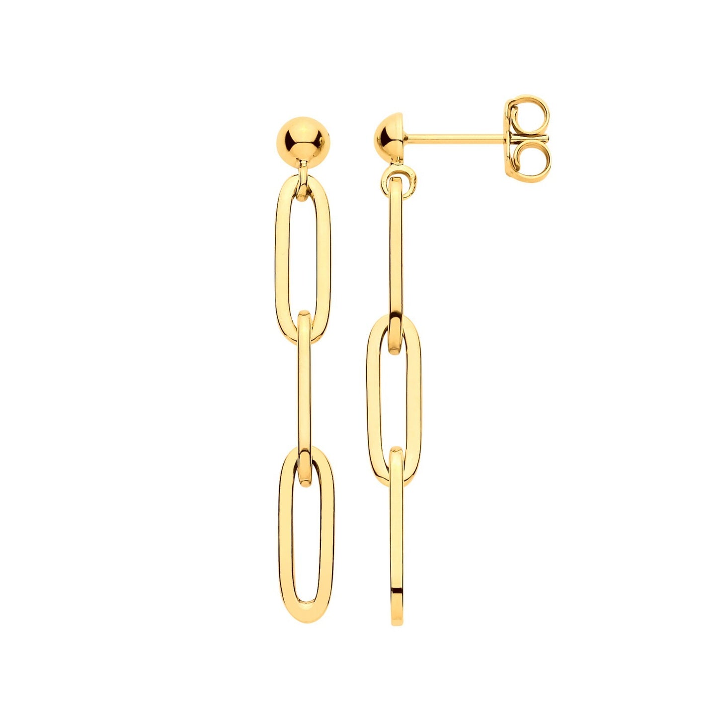 Paper Clip Drop Earrings 9ct Yellow Gold Drops Hallmarked