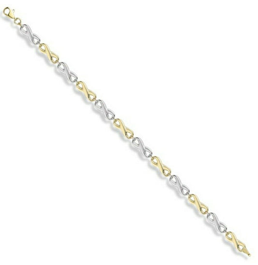 9ct Gold Infinity Bracelet White and Yellow Gold Hallmarked British Made Ladies