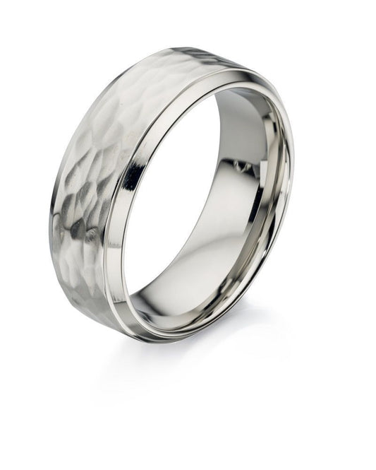 Fred Bennett Hammer Textured Ring Brushed and Polished Band R3414