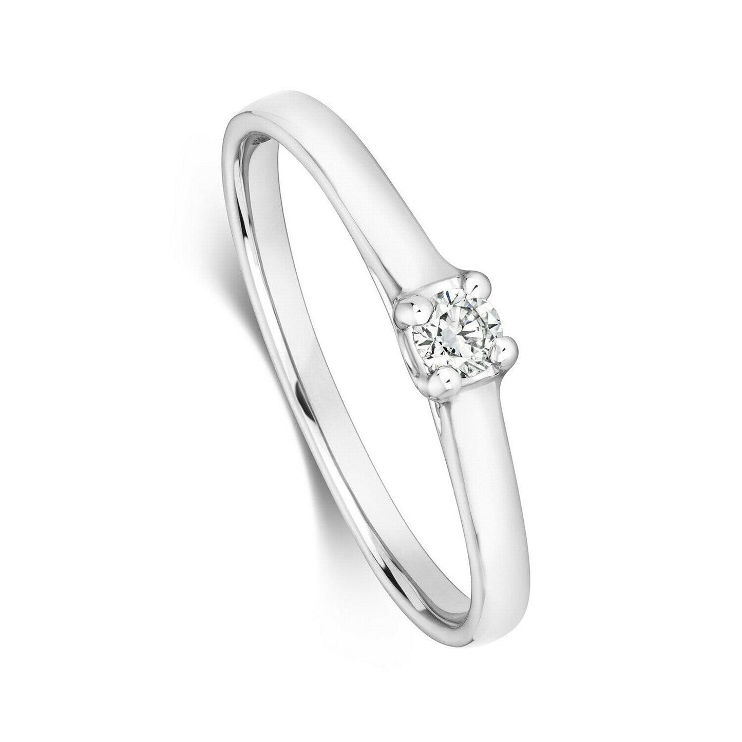 Real Diamond Solitaire Engagement Ring Solid White Gold Size J - Q