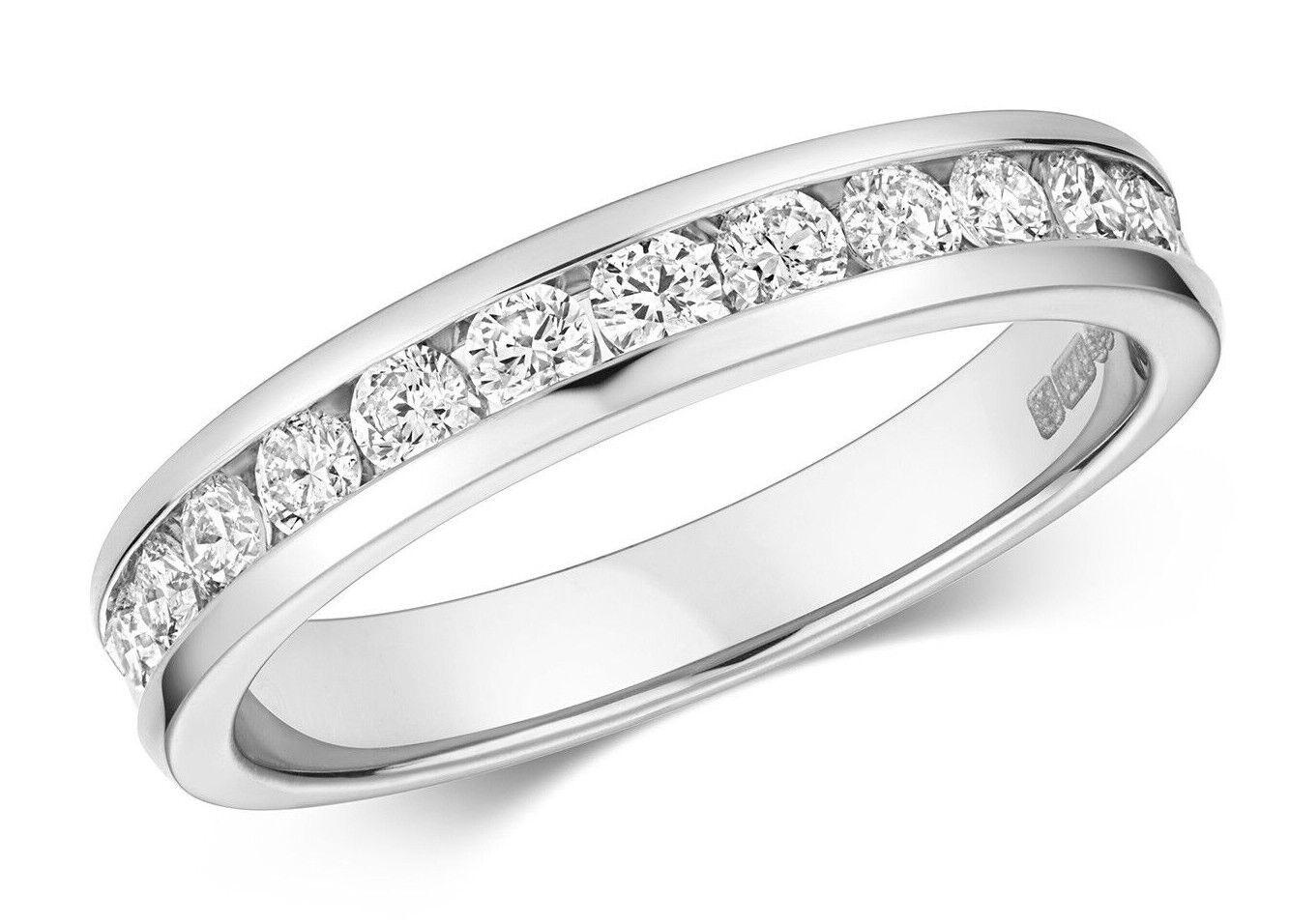Real Diamond Half Eternity Ring 9ct White Gold 0.50 Carat Weight Band